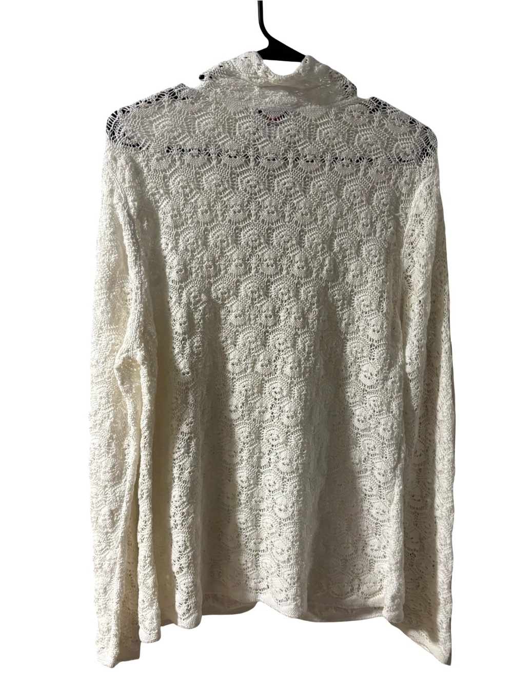 Talbots Y2K Boho Cottagecore Coquette Cream Crochet Open-Front Blazer Large - Picture 3 of 7